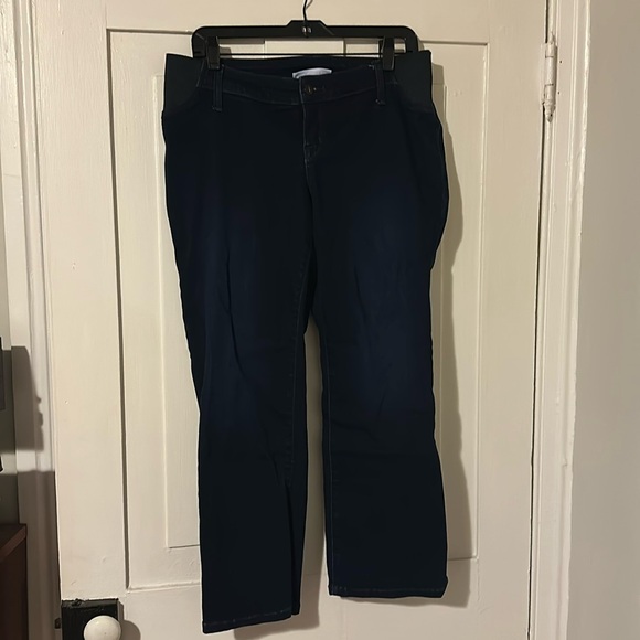 Under belly bootcut ankle maternity pants- dark wash - Picture 2 of 4